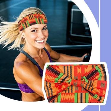 Imagem de Bandanas elásticas macias, faixas de cabelo largas antiderrapantes, envoltórios de cabeça para esportes de corrida de ioga para mulheres