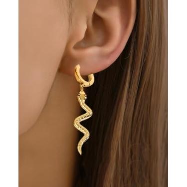 Imagem de Brincos com pingente de cruz de argola dourada – Brincos pendentes elegantes e minimalistas para mulheres, design leve, perfeito para ela LCC953-P, One Size, Aço inoxidável, Sem pedra preciosa