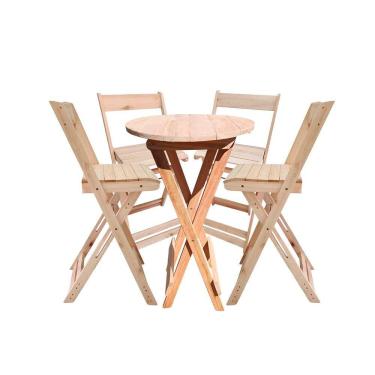 Imagem de Kit Bistrô 4 Banquetas Dobrável De Madeira Para Area Gourmet Natural