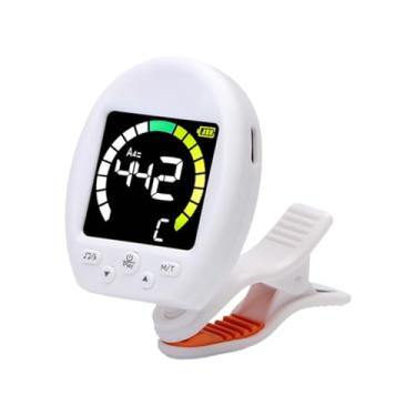 Imagem de Tomvorks Afinador Cromático Portátil Recarregável Com Display LCD Vibratório para Guitarra, Baixo, Violino, Ukulele, Afinador Giratório de 360 ​​graus, Adequado para Músicos e Amadores (Branco)
