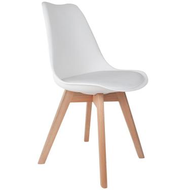 Imagem de Cadeira De Jantar Ayla Com Base De Madeira E01 Branco