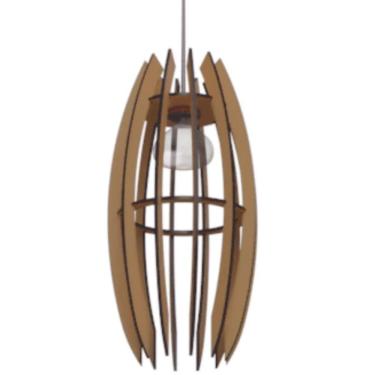 Imagem de Luminária Teto Tipo Pendente Espinhos Mdf - Completa Cor: Marrom