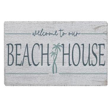 Imagem de Tapete de porta Qabliqo Beach House 43x76 cm antiderrapante ao ar livr