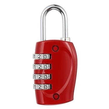 Imagem de Fechadura de combinação, cadeado externo de 4 dígitos à prova d'água para mala de bagagem, armário de academia, cerca, armários de arquivo, caixa de ferramentas, portão, vermelho