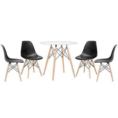 Imagem de Loft7, Mesa redonda Eames 80 cm branco + 4 cadeiras Eiffel Dsw