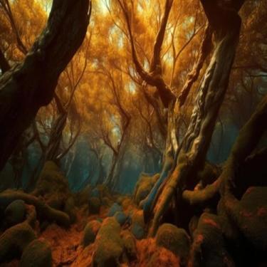 Imagem de Quadro Decorativo Painel de Natureza com Árvores e Frases - Pintura Forest 30x30cm