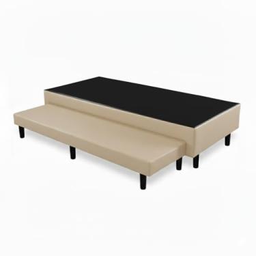 Imagem de Base Cama Box Solteiro Com Cama Auxiliar Conjugada (Corino, Bege)