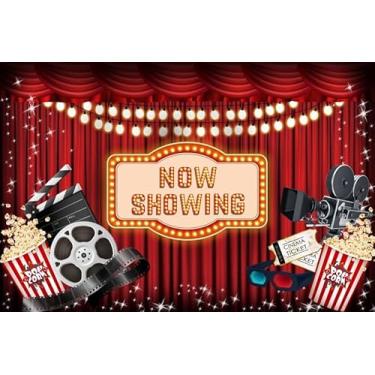 Imagem de ZJRBJB Decoração de cinema VIP para noite de cinema 3 x 2,4 m, pano de fundo, cortina vermelha, palco, apresentando agora tapete, cerimônia, cenário, baile de máscaras, baile de máscaras, prêmios, chá