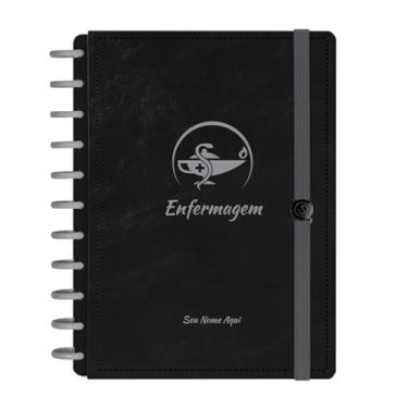 Imagem de Caderno De Disco Iscool Inteligente Personalizado 140 Folhas Profissões Preto Prata Enfermagem Grande G+
