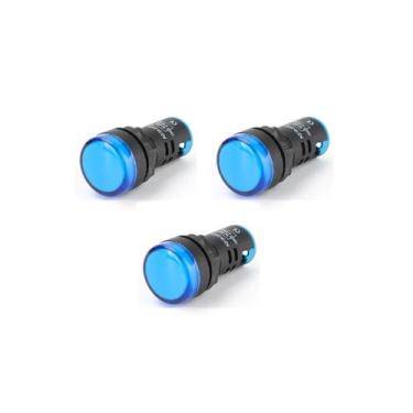 Imagem de Kit 03 Lampada Sinaleiro Led 22mm AD16-22DS - 220V - Azul - ATMX
