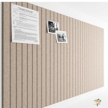 Imagem de Quadro grande de cortiça alternativo de 91 cm x 61 cm – pacote com 6 azulejos de parede de feltro com 30 pinos coloridos, quadro de avisos com 40 abas adesivas removíveis seguras para sala de aula e