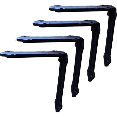 Imagem de 4 Peças De Suportes De Prateleira Vintage, Ferro Fundido, Suporte De Prateleira Criativo Europeu, Artesanato Desgastado, Formato Em L, Estante De Livros, Prateleira De Flores, 12.6x12.6cm/4.96x4.96in