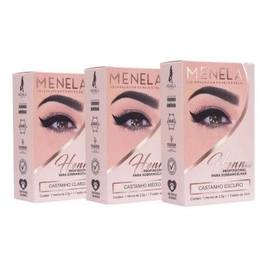 Imagem de 3X Combo Kit Henna Menela 03 Castanhos Claro + Médio + Escur
