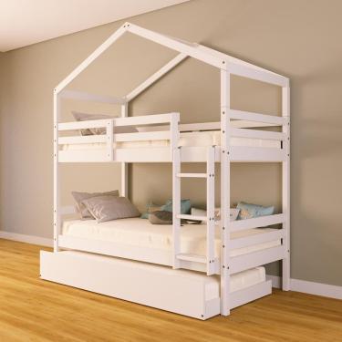 Imagem de Treliche Solteiro Casinha Madeira Maciça Branco Megamobilia