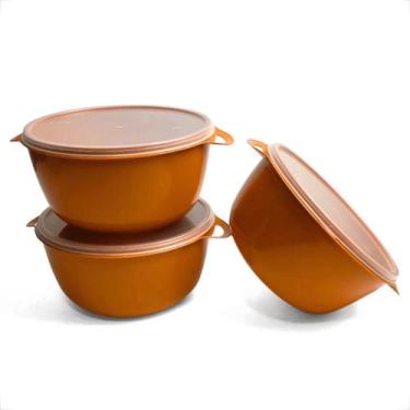 Imagem de Pote Plástico BOWL Marmita 1 Litro Tampa Cristal - GP Plástico, Laranj