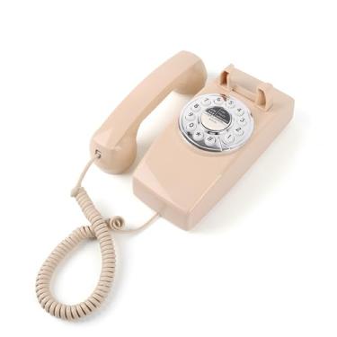 Imagem de Telefone residencial TRIMLINE vintage com fio, telefone fixo fácil de montar na parede, teclado de botão grande, telefones para idosos, rediscagem do último número, sino alto, telefones de parede