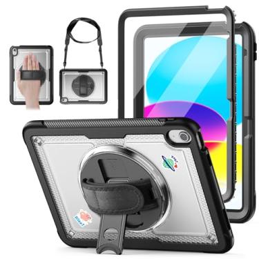 Imagem de ZSLVPN Capa transparente para iPad (A16) 11ª/10ª geração 28.9 cm 2025/2022: capa protetora à prova de choque com alça de mão/ombro, suporte para lápis, suporte giratório, protetor de tela