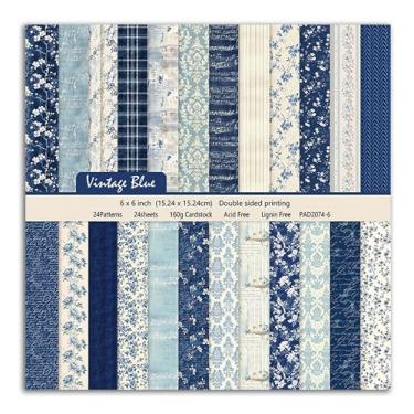 Imagem de XMBHHRM Papel de scrapbook com texturas florais vintage de 15 cm, decopodge decorativo, sem ácido, para fazer cartões, colagem, 24 folhas (A)