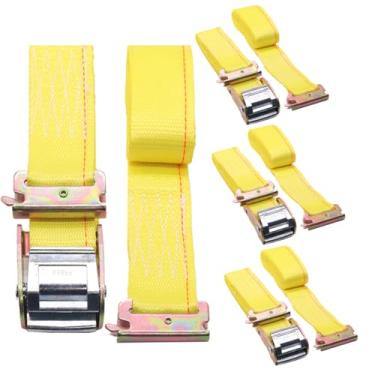 Imagem de Boxer Ferramenta (5.1 cm x 12') Pacote 4 Cam Buckle E-Track Correias logísticas Heavy Duty Yellow Staps E Track - 1,4 kg - Correias E Track