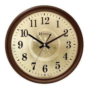 Imagem de Relógio Parede Marrom Retrô 35 Cm Silencioso Herweg