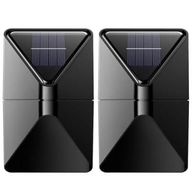 Imagem de Candeeiros solares de parede externos de 2 peças, arandelas de LED à prova d'água para decoração de varanda, porta, pátio e varanda