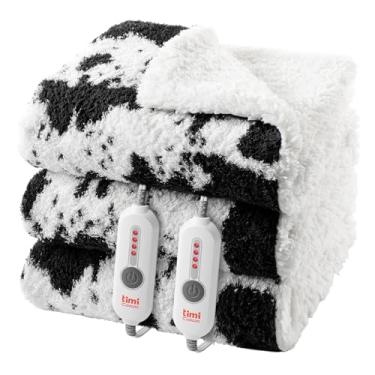Imagem de TiMiCalda Cobertor aquecido King Size – 254 cm x 228 cm Cobertor de aquecimento elétrico de malha macia aconchegante com 4 níveis de calor e desligamento automático de 4 horas, proteção contra