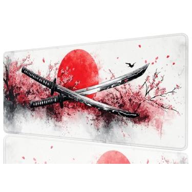 Imagem de Tapete de mesa com flores de cerejeira japonesas, tapete de mesa para jogos, mouse grande, preto e branco, tapete de mesa, teclado de computador, tapete de mouse, tapete de laptop, decoração de casa