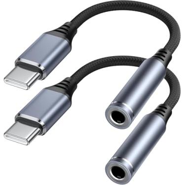 Imagem de Adaptador USB C para conector de fone de ouvido de 3,5 mm, tipo C para cabo dongle de áudio auxiliar compatível com iPhone 16/15, Google Pixel 9/8/7, Samsung Galaxy S25/S24/S23 Ultra, iPad Pro
