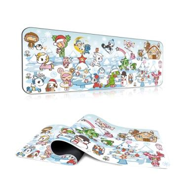 Imagem de Tokidoki Unicorno Mouse Pad Grande Gaming Computador Mouse Pad Teclado Estendido Acessórios de Mesa para Computador de Escritório Laptop (Dia da Neve 80 x 30 cm)