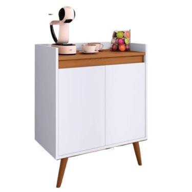 Imagem de Armário Aparador Retrô Buffet 2 Portas Cozinha Sala Cantinho Café MDP/MDF(Branco/Freijó)