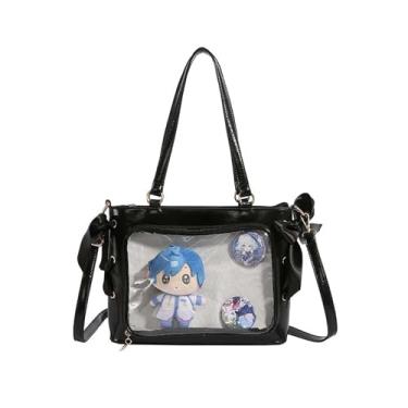 Imagem de KeAiDMon Ita Bag Bolsa tiracolo bolsa de ombro bolsa mensageiro Pins Display para mulheres, Preto, Small