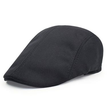 Imagem de Tecido de malha com boné plano Gatsby Newsboy Hat para homens preto