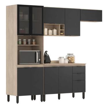 Imagem de Cozinha Modulada Firenze 10 Portas 2 Gavetas Avena/grafito Demobile Avena/grafito