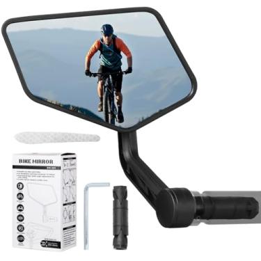 Imagem de Mountain Bikes, E-Bikes, espelho de scooters, espelho giratório de 360 graus para bicicleta com faixa refletiva, espelho lateral de bicicleta retrovisor, espelho de barra esquerda para bicicleta