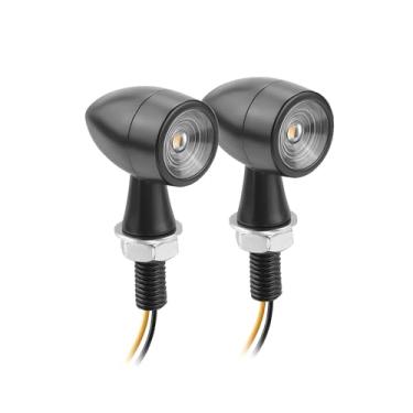Imagem de CyperFair 2 peças de luzes de seta LED para motocicletas, mini lentes de PC M8 de metal retrô de dois fios, acessórios de reposição, adequado para bicicletas de rua, Suzuki e motocicletas Yamaha