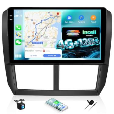 Imagem de Rádio estéreo automotivo Android 4G + 128G para Subaru Forester 2008 2009 2010 2011 2012 tela sensível ao toque de 9 polegadas com WiFi, Bluetooth, Carplay, câmera de backup com GPS automático Android