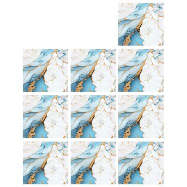 Imagem de Placa Adesiva Marmore 3D kit 10 uni Autocolante Papel de Parede Moderno Obra Reforma Casa Banheiro Cozinha Decoraçao