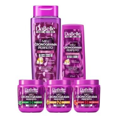 Imagem de Kit Cronograma-Dabelle Perfeito Shampoo 410ml e Condicionador 175ml 3 Máscaras Hidratação Nutrição e Reconstrução 5 Itens