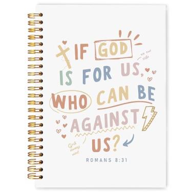 Imagem de WARDOS Caderno Cristão Diário 14 x 20 cm, Romanos 8:31 Versículo da Bíblia, Diário de Oração Religiosa para Mulheres, Caderno de Notas da Igreja, Presentes Baseados na Fé Cristã para Mulheres