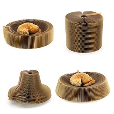 Imagem de Cat Scratching Lounge Bed Sturdy Corrugated Cardboard Easy to Assemble for Play Rest