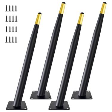 Imagem de Verida Pernas de móveis de 50 cm, conjunto de 4, pernas de mesa de metal para substituição para sofás, cômodas, suportes de TV, cadeiras, mesas-de-cabeceira e móveis, estilo meados do século, preto