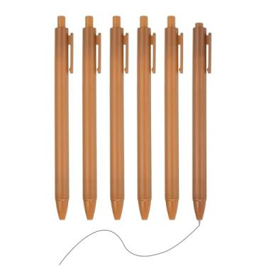 Imagem de PATIKIL Pacote com 6 canetas retráteis de 0,5 mm, canetas esferográficas retráteis, ponta fina, escrita suave, fofa, para escritório, casa, diário, caderno, marrom
