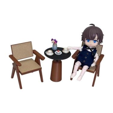 Imagem de YIJU Conjunto de mesa e cadeiras em miniatura, micromóveis, escala 1/12, acessórios para casa de bonecas DIY, artesanato e modelo, 2 Cadeiras