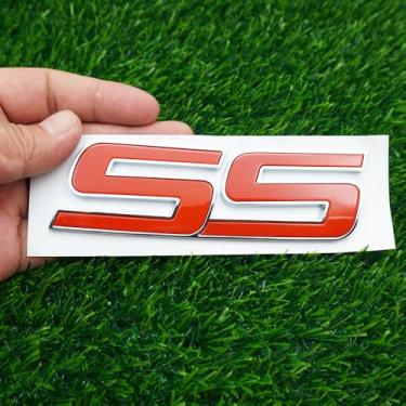 Imagem de 1 peça de reposição para crachá 3D emblema SS para porta da frente para 2006-2010 Impala Equinox HHR Carlo SSR Trailblazer 15211285 tamanho Origianl (vermelho cromado)