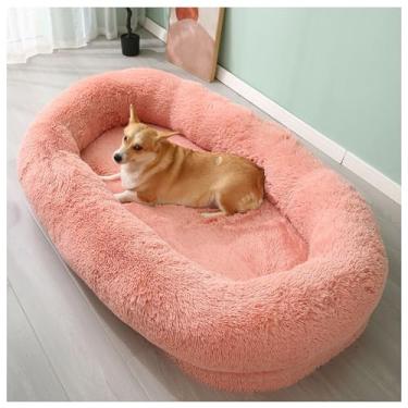Imagem de LULUMAIC Cama gigante para animais de estimação para humanos, cama de cachorro adulto para humanos, cama de cachorro de tamanho humano, cama de luxo à prova d'água, pufe gigante lavável
