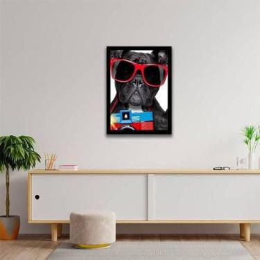 Imagem de Quadro Decorativo Bulldog Francês Férias 34x23cm - Quadros On-Line