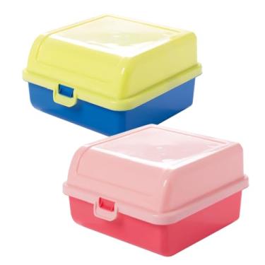 Imagem de Kit Sanduicheira Infantil Dupla Grande Lancheira Porta Lanche Escolar Viagem 1,3 Litros Cores (Duo)