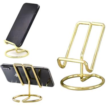 Imagem de Mizi Suporte de celular para mesa – suporte de celular de metal compatível com iPhone, iPad, Switch e todos os smartphones – suporte de exibição bonito e elegante – dourado