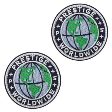 Imagem de 2 peças Prestige Worldwide Patch Patch Hook & Loop Funny Military Global Vision Emblem Tactical Fastener Applique Acessórios de fantasia Mello Remendos para roupas, mochilas, jaqueta, chapéus, colete