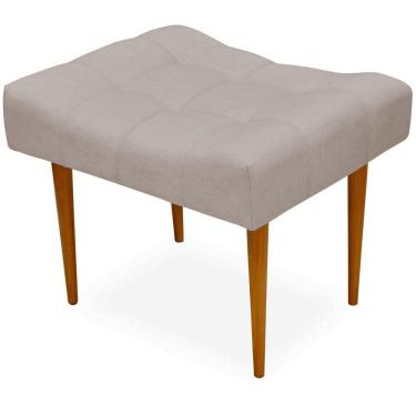 Imagem de Puff Requinte L02 Capitone Banqueta Linho Bege Pés Palito - Lyam Decor